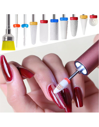 10 Piezas Brocas de Uñas Cerámica Homeet para Manicura