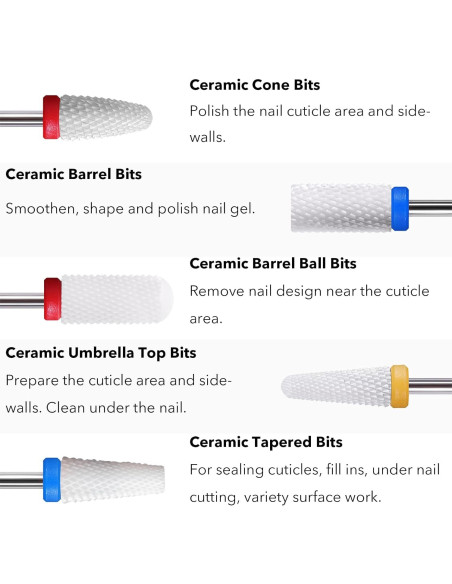 10 Piezas Brocas de Uñas Cerámica Homeet para Manicura