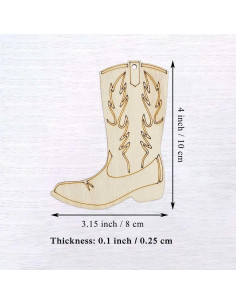 20 Piezas Botas de Vaquero de Madera para Manualidades DIY 10x8 cm 2