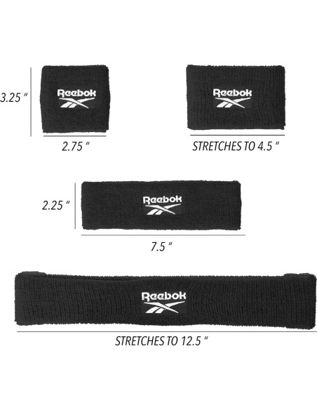 Conjunto de 3 bandas de sudor Reebok - Cinta y muñequeras