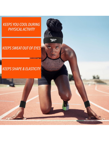 Conjunto de 3 bandas de sudor Reebok - Cinta y muñequeras