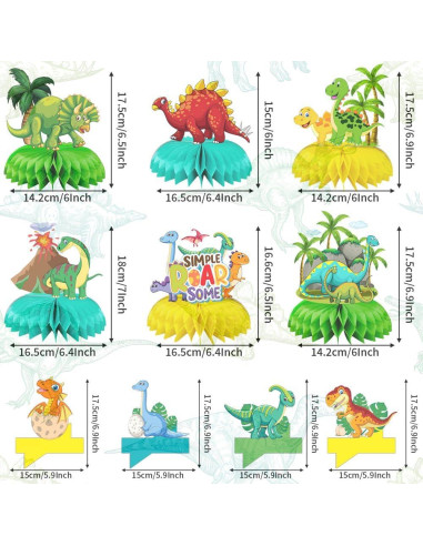 Centros de Mesa de Dinosaurio Jamonxi 10 Piezas para Cumpleaños