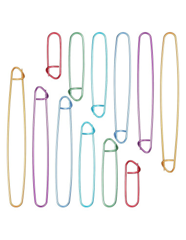 12 Sujetadores de Puntos de Tejido Larrel - 6 Tamaños Coloridos