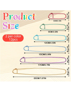 12 Sujetadores de Puntos de Tejido Larrel - 6 Tamaños Coloridos 2