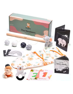 Juego Montessori Bujjify para Bebés 0-2 Meses - Sonajero, Manta y Tarjetas
