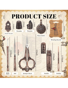 Juego de Tijeras de Bordado Lothee Vintage Oro 23.5x18cm 2