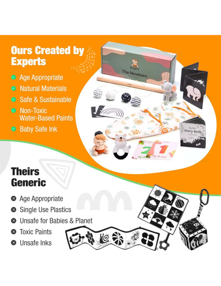 Juego Montessori Bujjify para Bebés 0-2 Meses - Sonajero, Manta y Tarjetas