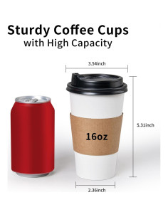 Vasos de Café Desechables YEEHAW 16 oz con Tapas y Mangas - 50 Unidades 2