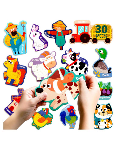 Puzzles Magnéticos Dotimo 30 Piezas Animales de Granja