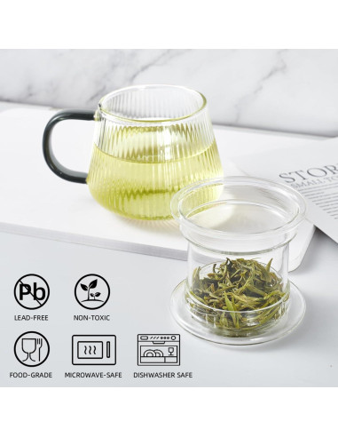 Taza Infusora de Té Lezero de Vidrio Borosilicato 414ml
