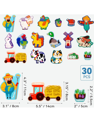 Puzzles Magnéticos Dotimo 30 Piezas Animales de Granja