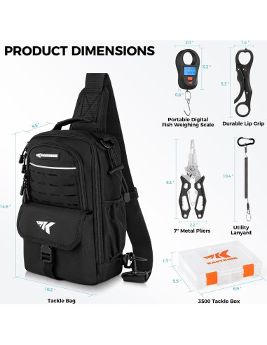 Bolsa de Sling de Pesca KastKing con Caja de Cebo 3500 y Herramientas