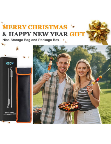 Pinchos de Metal para BBQ ESOW 42.7 cm Set de 8 Reutilizables