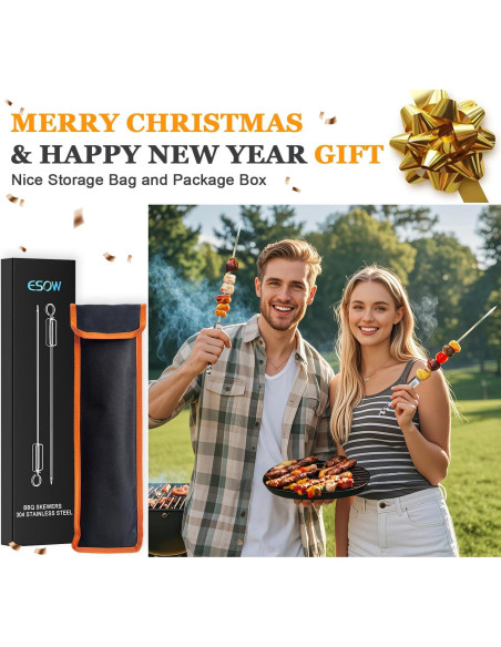 Pinchos de Metal para BBQ ESOW 42.7 cm Set de 8 Reutilizables