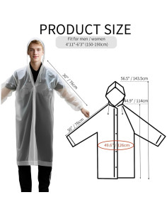 Paquete de 12 Ponchos de Lluvia EVA Transparentes Unisex 2