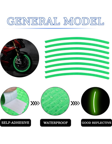 Calcomanías Reflectantes para Ruedas TOMALL 40pcs Verde