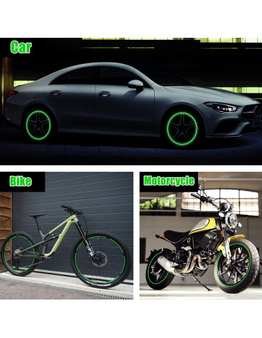 Calcomanías Reflectantes para Ruedas TOMALL 40pcs Verde