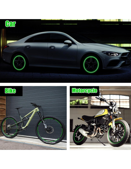 Calcomanías Reflectantes para Ruedas TOMALL 40pcs Verde