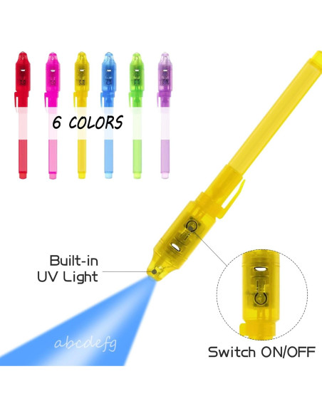 Bolígrafos de Tinta Invisible EODVICS con Luz UV - 6 Colores