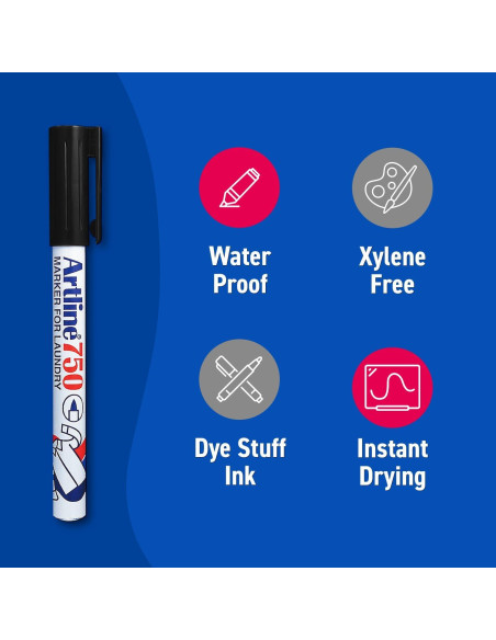 Marcadores Indelebles para Tela Artline 750 | Negro | Paquete de 2