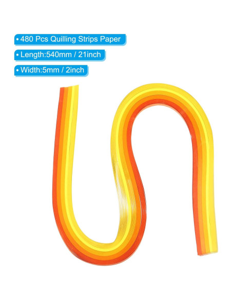 Tiras de Papel Quilling PATIKIL 540x5mm Amarillo Gradiente 480 Pcs