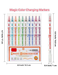 Marcadores Mágicos SAYEEC Doble Punta 12 Colores Fluorescentes 2
