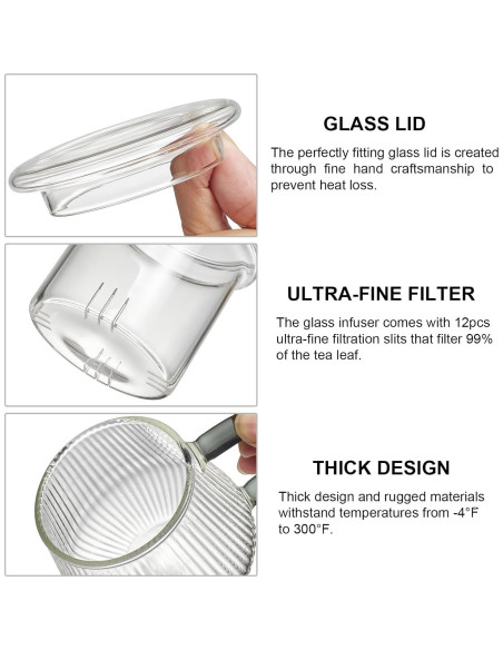 Taza Infusora de Té Lezero de Vidrio Borosilicato 414ml