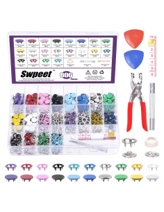 Kit de Botones de Metal Swpeet 807 Pcs 10 Colores DIY