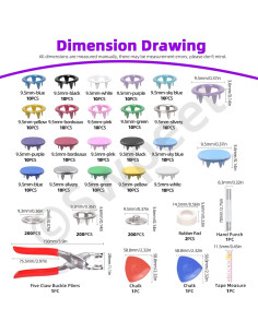 Kit de Botones de Metal Swpeet 807 Pcs 10 Colores DIY 2