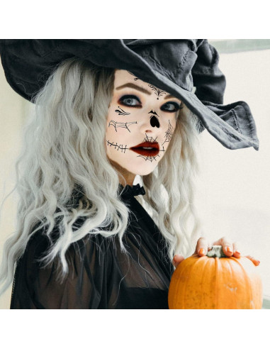 Tatuajes Temporales Día de los Muertos ZiYin - 10 Hojas Faciales