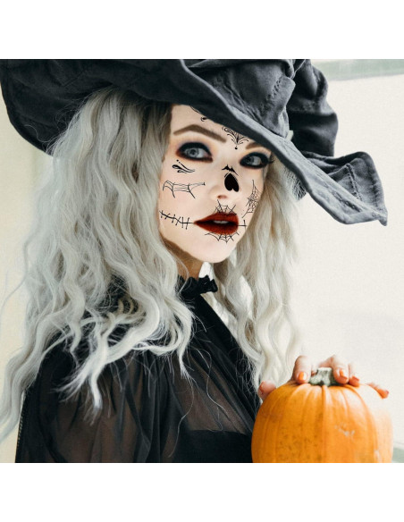 Tatuajes Temporales Día de los Muertos ZiYin - 10 Hojas Faciales