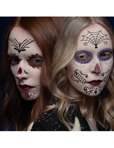 Tatuajes Temporales Día de los Muertos ZiYin - 10 Hojas Faciales