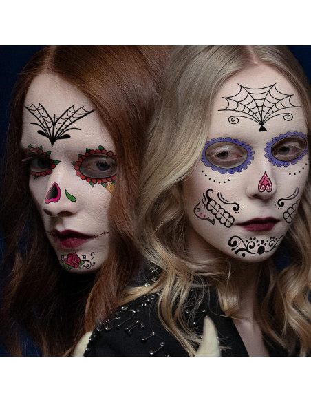 Tatuajes Temporales Día de los Muertos ZiYin - 10 Hojas Faciales