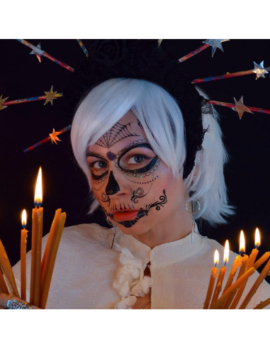 Tatuajes Temporales Día de los Muertos ZiYin - 10 Hojas Faciales