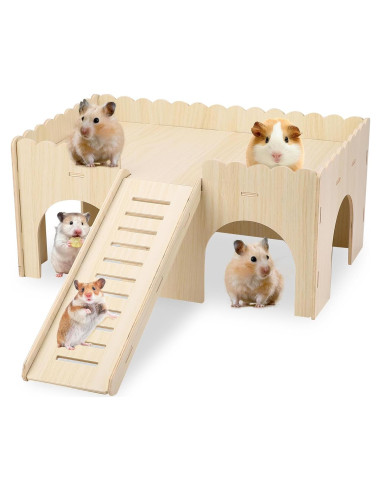 Casa de Hámster de Madera Gugxiom 38x24x18 cm para Cobayas
