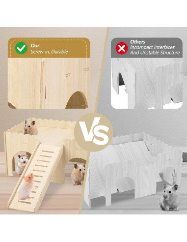 Casa de Hámster de Madera Gugxiom 38x24x18 cm para Cobayas