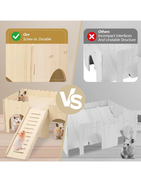 Casa de Hámster de Madera Gugxiom 38x24x18 cm para Cobayas