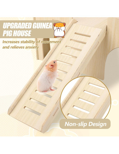 Casa de Hámster de Madera Gugxiom 38x24x18 cm para Cobayas