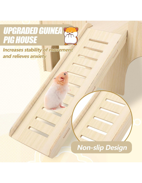 Casa de Hámster de Madera Gugxiom 38x24x18 cm para Cobayas