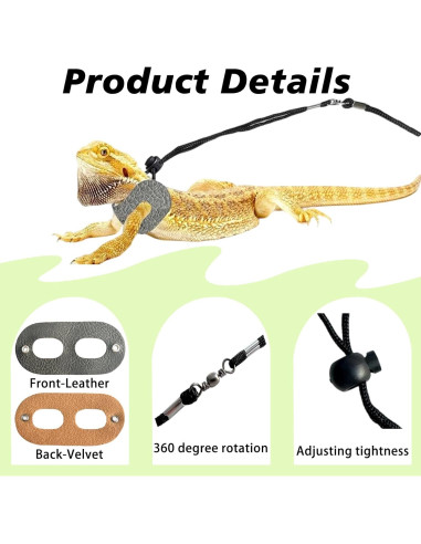 Sofá Chaise para Dragones Barbados WEVONIGU con Arnés Ajustable