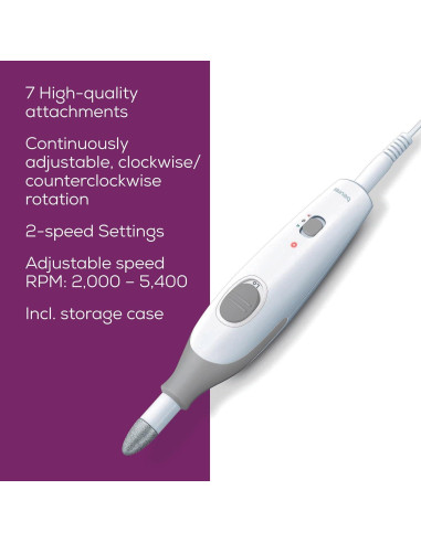 Beurer MP32 Taladro Eléctrico para Uñas - Set 7 Accesorios