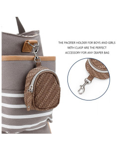 Bolsa para Chupetes MOMIGO - Soporte con Clip Marrón 2