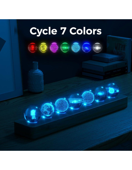 Bola de Cristal 3D Sistema Solar LED Mihoho 31cm Luz Nocturna
