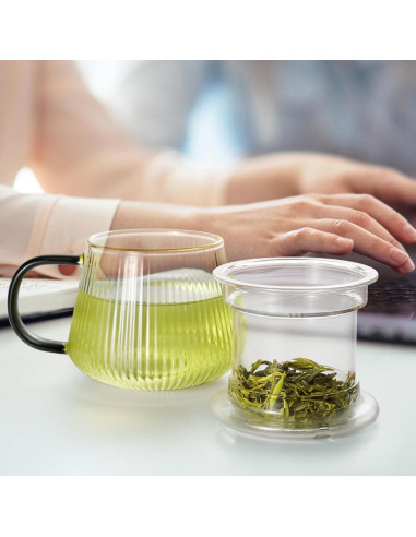 Taza Infusora de Té Lezero de Vidrio Borosilicato 414ml