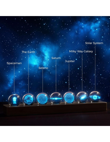 Bola de Cristal 3D Sistema Solar LED Mihoho 31cm Luz Nocturna