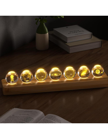 Bola de Cristal 3D Sistema Solar LED Mihoho 31cm Luz Nocturna