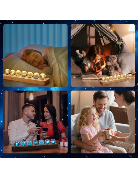 Bola de Cristal 3D Sistema Solar LED Mihoho 31cm Luz Nocturna