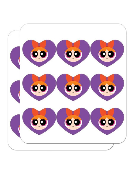Set de Stickers Corazón Las Chicas Superpoderosas 18 Piezas