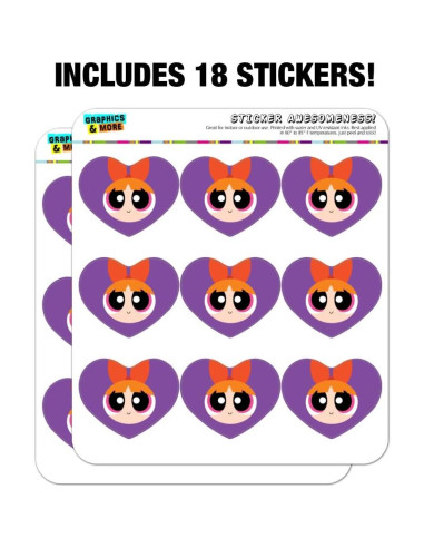 Set de Stickers Corazón Las Chicas Superpoderosas 18 Piezas