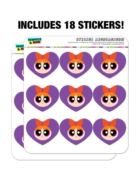 Set de Stickers Corazón Las Chicas Superpoderosas 18 Piezas